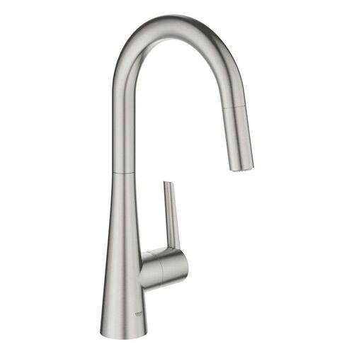 Grohe 32226DC3 Steel Single Handle Pull Down Kitchen Faucet