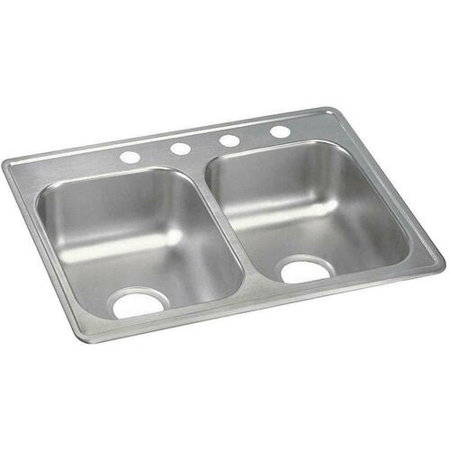 Elkay D225194 25 in. Drop-in Stainless Steel Double Bowl Kitchen Sink in Satin