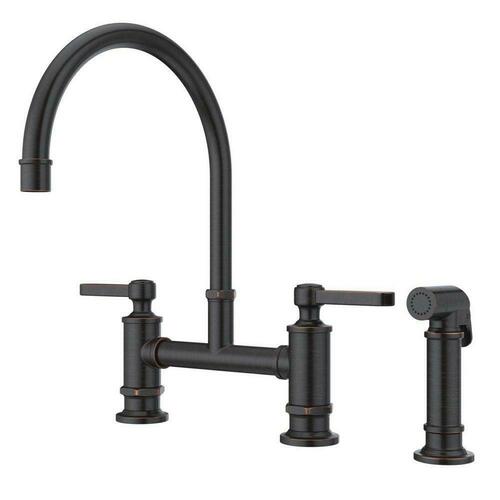 Pfister LG31-TDY Tuscan Bronze Two-Handle Bridge Kitchen Faucet with Side Spray