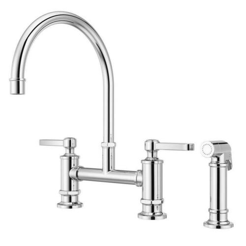 Pfister LG31-TDC Polished Chrome Two Handle Bridge Kitchen Faucet with Side Spray