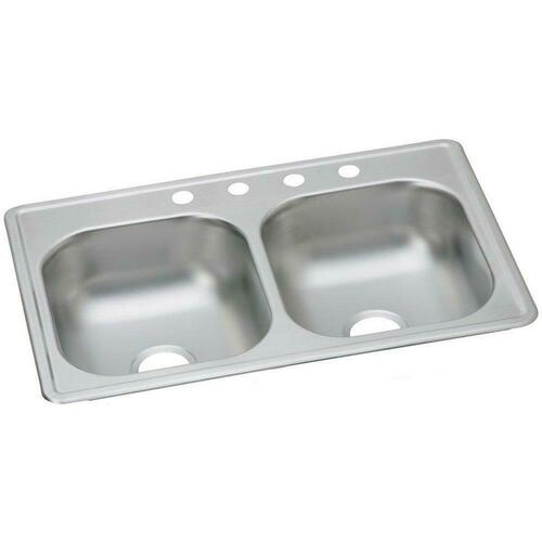 Elkay D233194 33 in. Drop-in Stainless Steel Double Bowl Kitchen Sink in Satin
