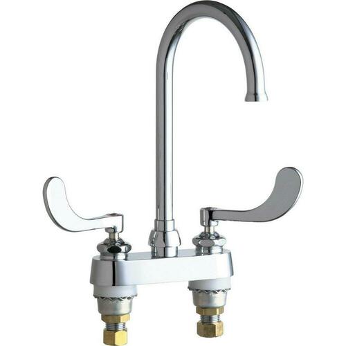 Chicago Faucets 895-317GN2FCXKABCP Wristblade Two Handle Deck Mount Service Faucet, Polished Chrome