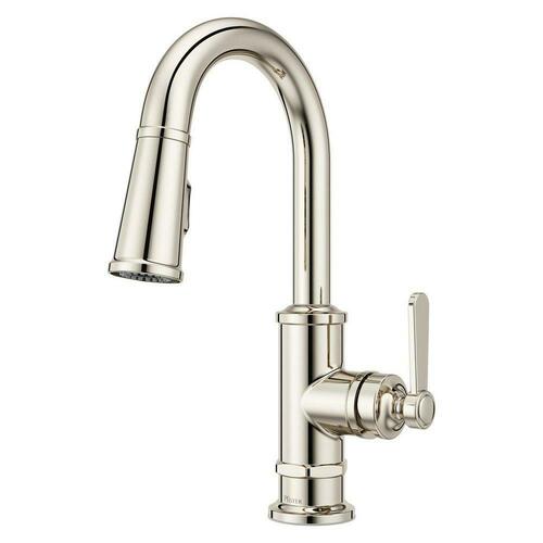 Pfister GT572TDD Polished Nickel Single Handle Pull Down Bar Faucet