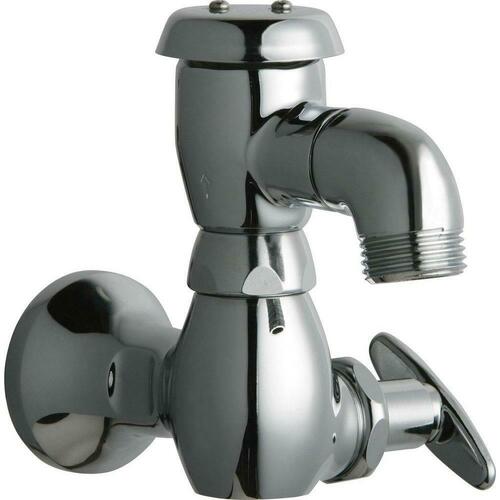 Chicago Faucets 952-CP Polished Chrome Single Cross Handle Wall Mount Service Faucet