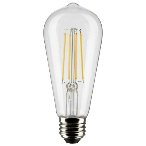 Satco S21365 60W ST19 Dimmable LED Light Bulb, Medium E-26 Base, Clear