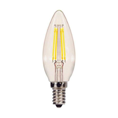 Satco S21265 40W B11 Dimmable LED Light Bulb, Candelabra E-12 Base, Clear, 3.7 in.