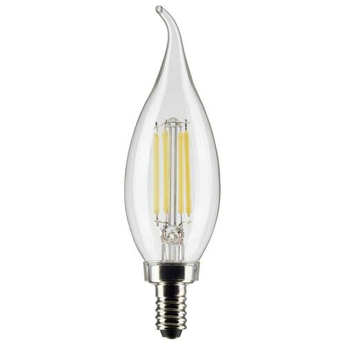 Satco S21305 60W CA10 LED Dimmable Light Bulb, 4-18/25 in., E-12 Candelabra Base, Clear