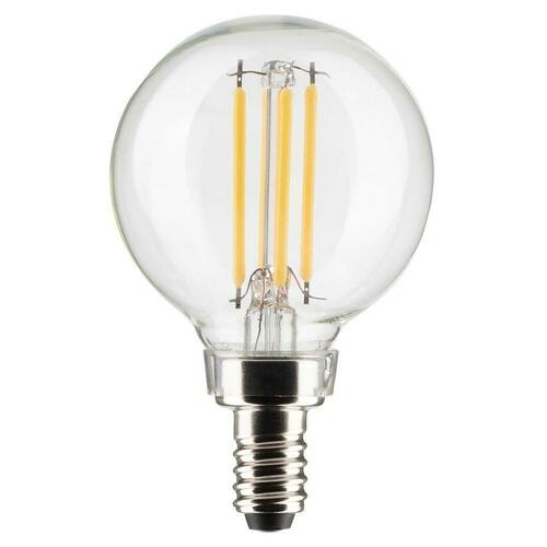 Satco S21205 40W G16-1/2 LED Dimmable Light Bulb, Candelabra E-12 Base, Clear