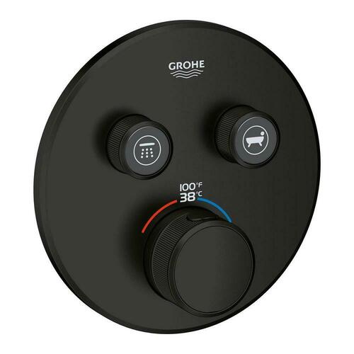 Grohe 291372430 Matte Black Three Handle Thermostatic Valve Trim