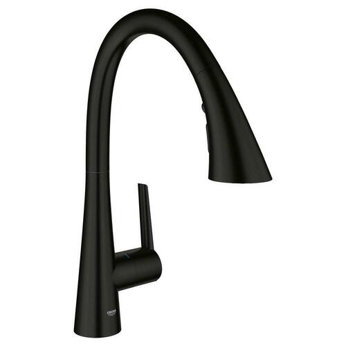 Grohe 322982433 Matte Black Single Handle Pull Down Kitchen Faucet