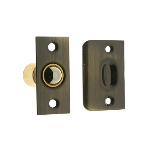 IDH 12011-005 Wide Square Roller Ball Catch Antique Brass