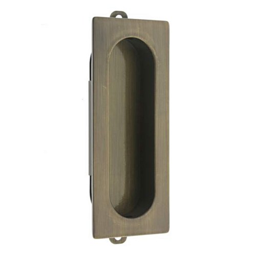 IDH 25400-005 Solid Brass Rectangular Flush Pull Antique Brass