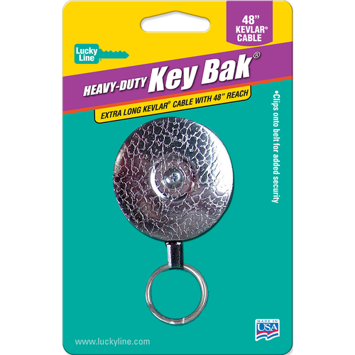 Luckyline 43751 48in Cord Key Bak Clip, Textured Chrome 1/Card