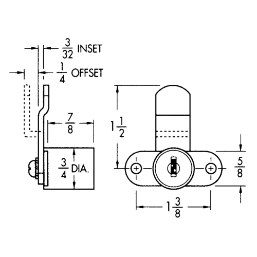 Compx C8080-KAC415A-14A Disc Cam Lock 7/8in