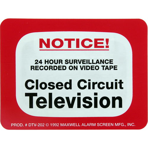 Maxwell Alarm Screen DTV-202 Decal 4 x 3in Warning CCTV