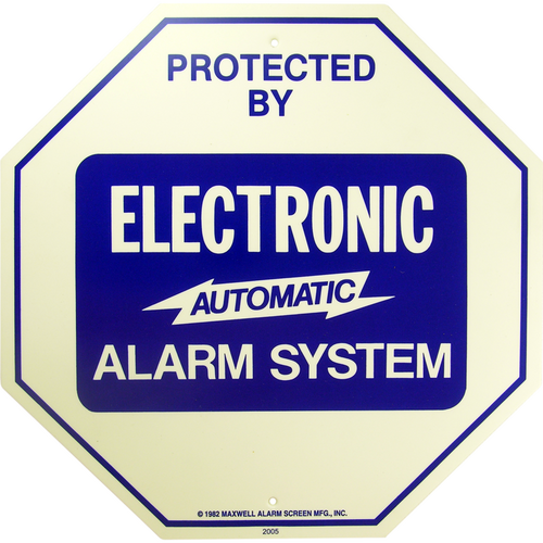 Maxwell Alarm Screen GS-102 Sign 11.25 x 11.25in Alarm System