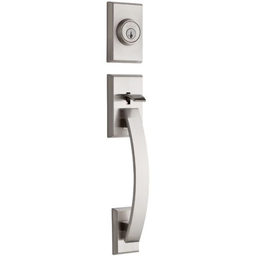 Kwikset 800TVH-LIP15-RCAL5303-SMT Tavaris Handleset KW1 SmartKey, Radius Corner Latch, Satin Nickel 85063/5303