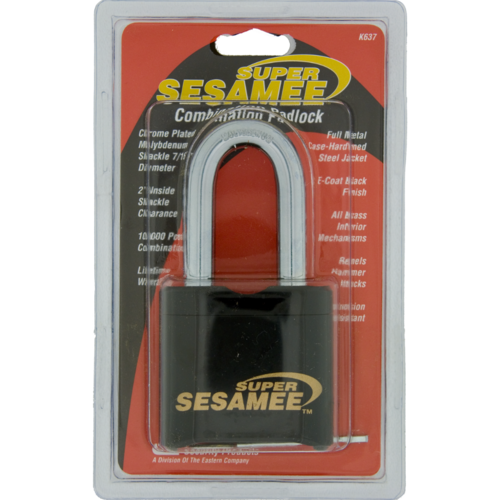 CCL K637 Shrouded Super Sesamee 4-Dial Padlock, Brass Body, 2in Shackle