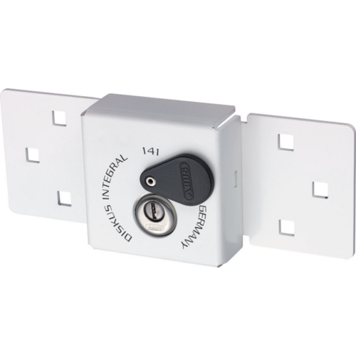 Abus 141/200-26/70-C-WHITE Integral Diskus Padlock Hasp, Zinc Plated Metal, 3-1/8in x 8-7/16in