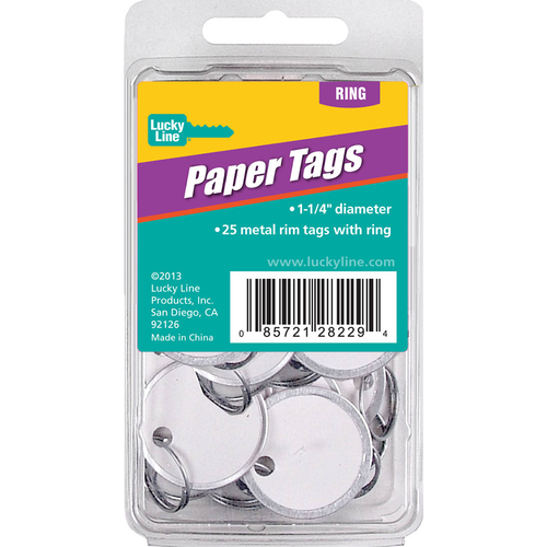 Luckyline 28229 1-1/4in Metal Rim Tag w/Ring 25/CLM