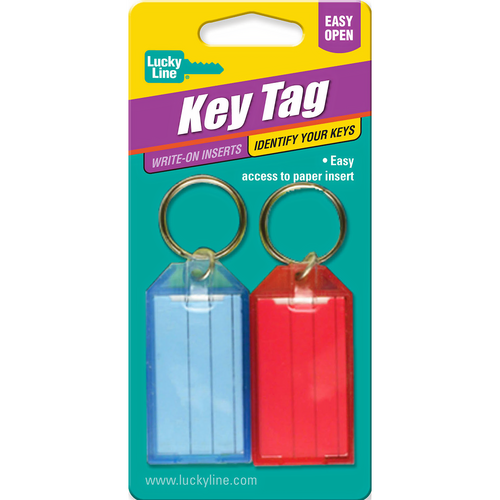 Luckyline 60502 ID Key Tag w/Flap Ring Assorted 2/Card