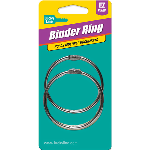 Luckyline 24602 2in Metal Binder Rings, Silver 2/Card