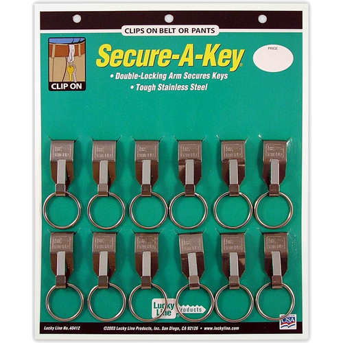 Luckyline 40412 Clip on Belt Over, Spring Stainless Steel 12/Card