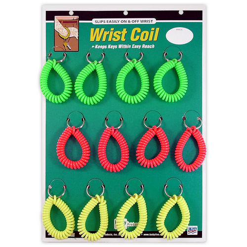 Luckyline 41011 Wrist Coil w/Ring Neon Assorted 12/Card