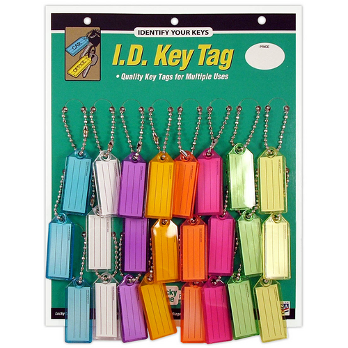 Luckyline 10124 ID Key Tag Ball Chain Assorted 24/Card