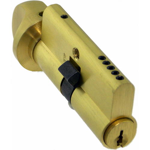 GMS PR12KW4 Euro Profile Cylinder/Thumbturn, Kwikset Keyway, 606/US4 Satin Brass