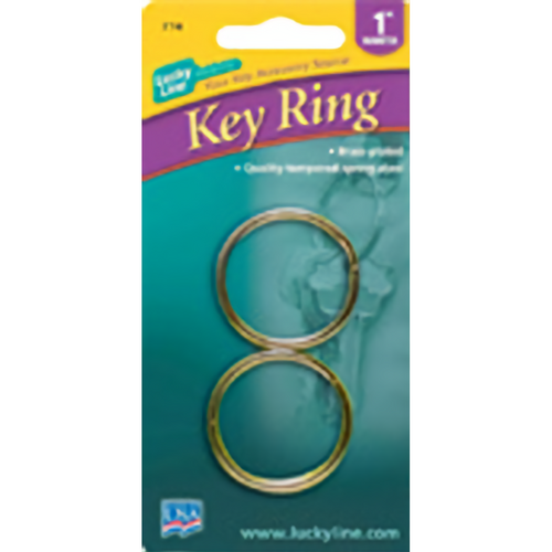 Luckyline 77402 Gold Key Ring, Brass 1in 2/Card