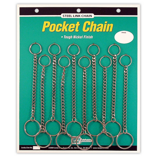 Luckyline 40310 Pocket Chain, Nickel-Plated Steel 10/Card