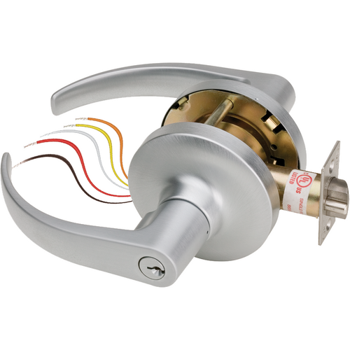 Security Door Controls Z7252-G-Q Electrified Cylindrical Lockset, FSE Fail Secure, Dual Voltage, Grade 1, Satin Chrome