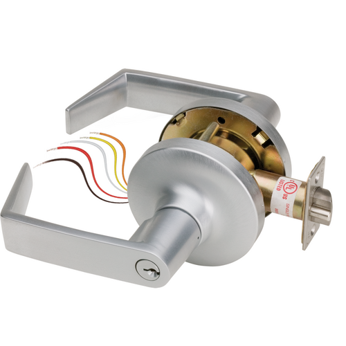 Security Door Controls Z7252-E-Q Electrified Cylindrical Lockset, FSE Fail Secure, Dual Voltage, Grade 1, Satin Chrome