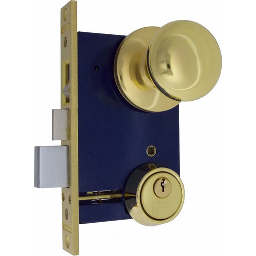 Marks Hardware 22AC/3LHR-W Marks Double Cylinder Mortise Lock, 2-1/2in Backset, Bright Brass