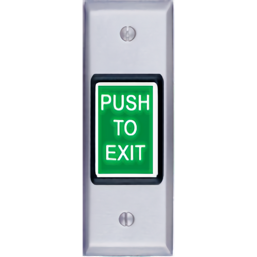 Security Door Controls 412N-U Illuminated Push-to-Exit Button Switch, Dual Voltage, Green/Red Lens, Stainless Steel