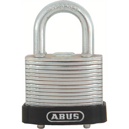 Abus 45/40C Laminated Steel 1.5in Wide Shackle, 1/4in Dia, Keyed Different, Carded