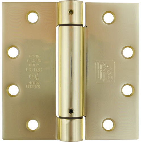 PBB SP81-US3-4.5 X 4.5 4.5in x 4.5in Single Acting Spring Hinge, Full Mortise, Bright Brass US3/633
