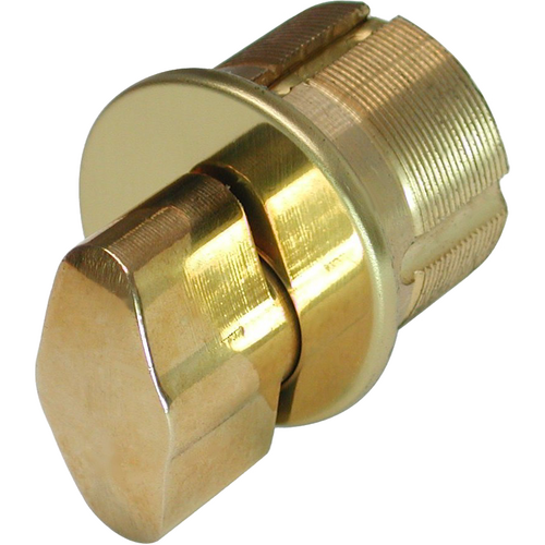 GMS M100T3-AT Mortise Thumbturn Cylinder 1in, Adams Rite/Yale Cam, 605/US3 Bright Brass