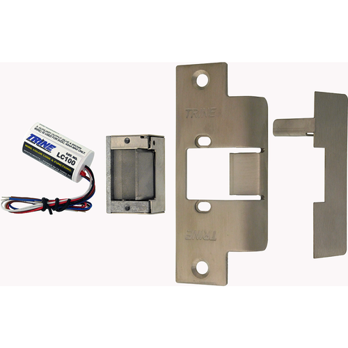 Trine 3478-12/24DC32D Electric Strike Kit, 12-24VAC/DC, Fail Secure, 30LC Body, Satin Chrome