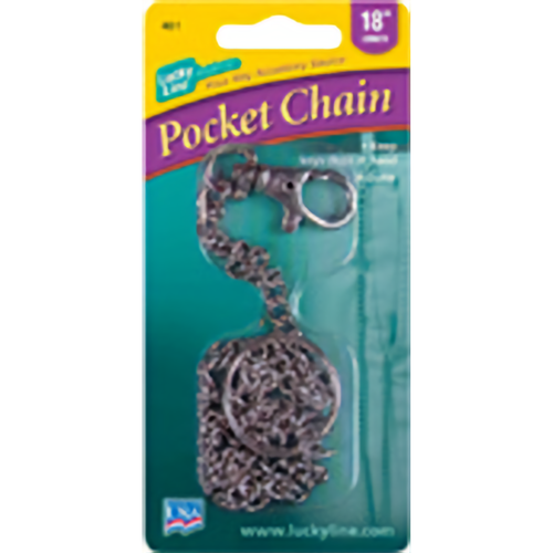 Luckyline 40101 18in Pocket Chain/Trigger Snap, Nickel-Plated Steel 1/Car