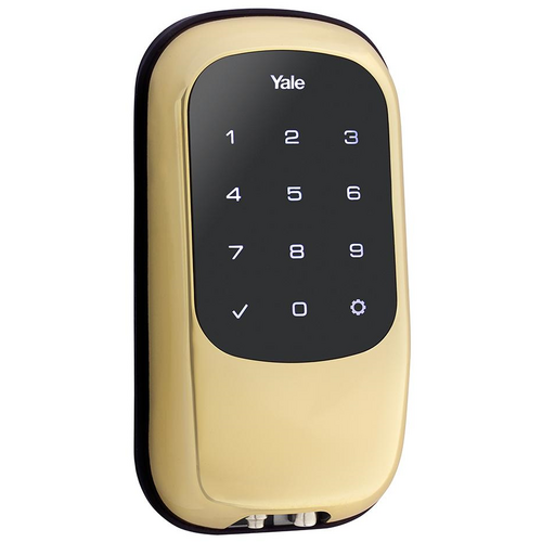 Yale YRD120 ZW 605-ISO Touchscreen Deadbolt Keypad, Grade 2, Z-Wave, Key Free, Polished Brass