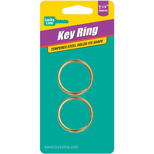 Luckyline 77602 Gold Key Ring, Brass 1-1/4in 2/Card