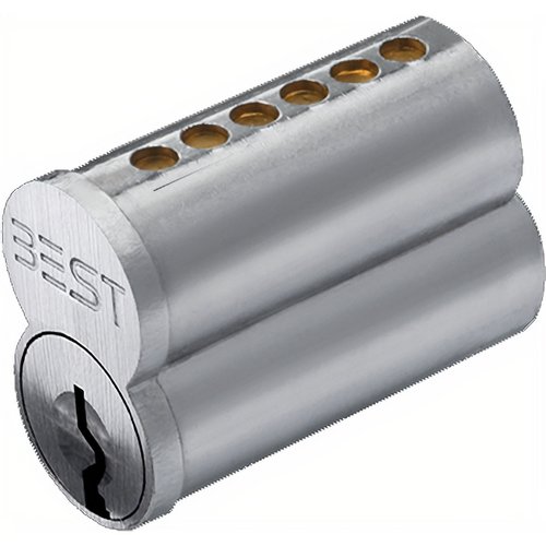 Best 1C6A1-626 6-Pin A Keyway Uncombinated Core with Spacer, Satin Chrome Finish