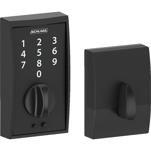 Schlage BE375CEN622 Century Keyless Touch Deadbolt with Latch Strike - Matte Black Finish