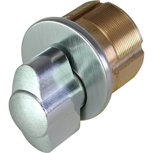 GMS M118T26D-AT Mortise Thumbturn Cylinder 1-1/8in, Adams Rite/Yale Cam, 626/US26D Satin Chrome