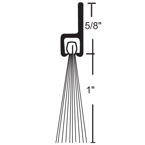 NGP OV633A 48IN 1in Gray Nylon Brush Sweep, 5/8in Anodized Aluminum, 48in