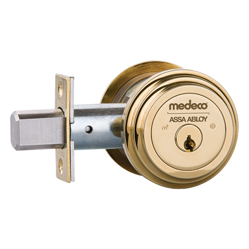 Medeco 11R603-T-19-DL-S M3 Single Cylinder Deadbolt, 2-3/8in Backset, 6-Pin, Satin Nickel, Grade 1