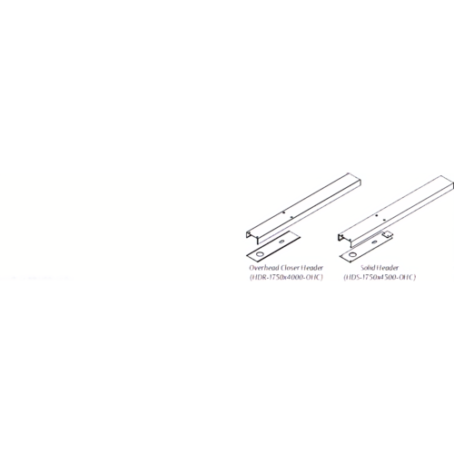 Rockwood HDR-D-4000-OHC.32D Double Overhead Closer Header 72in, 1-3/4in x 4in, Stainless Steel 630/US32D