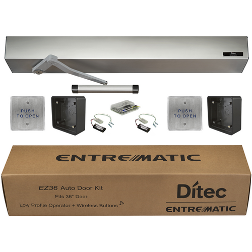 Record EZ36-RH-PULL-CL Right Hand Pull Arm Auto Operator Kit with Push Plates Transmitters